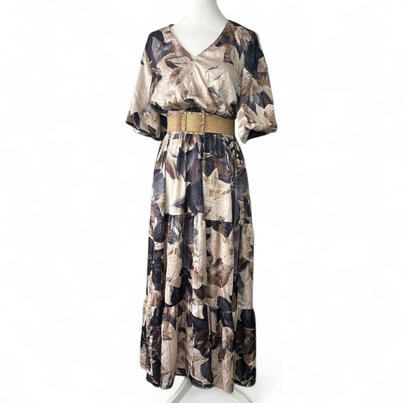 Rachel Zoe Dresses & Skirts - Rachel Zoe Pink and Tan Dolman Sleeve Maxi Dress